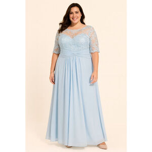 JJsHouse Sky Blue Lace Chiffon Formal Gown NWT Size 12